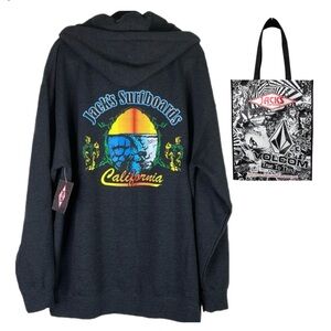Jacks Surfboard Zip‎ Up Hoodie California Graphic Sweatshirt Fleece dJacket XXL